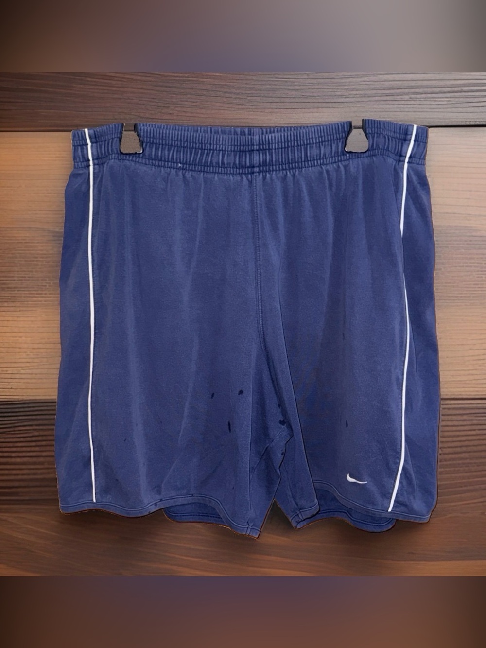 Nike Men's Muted Navy Blue Athletic Shorts with White Piping-L-GC